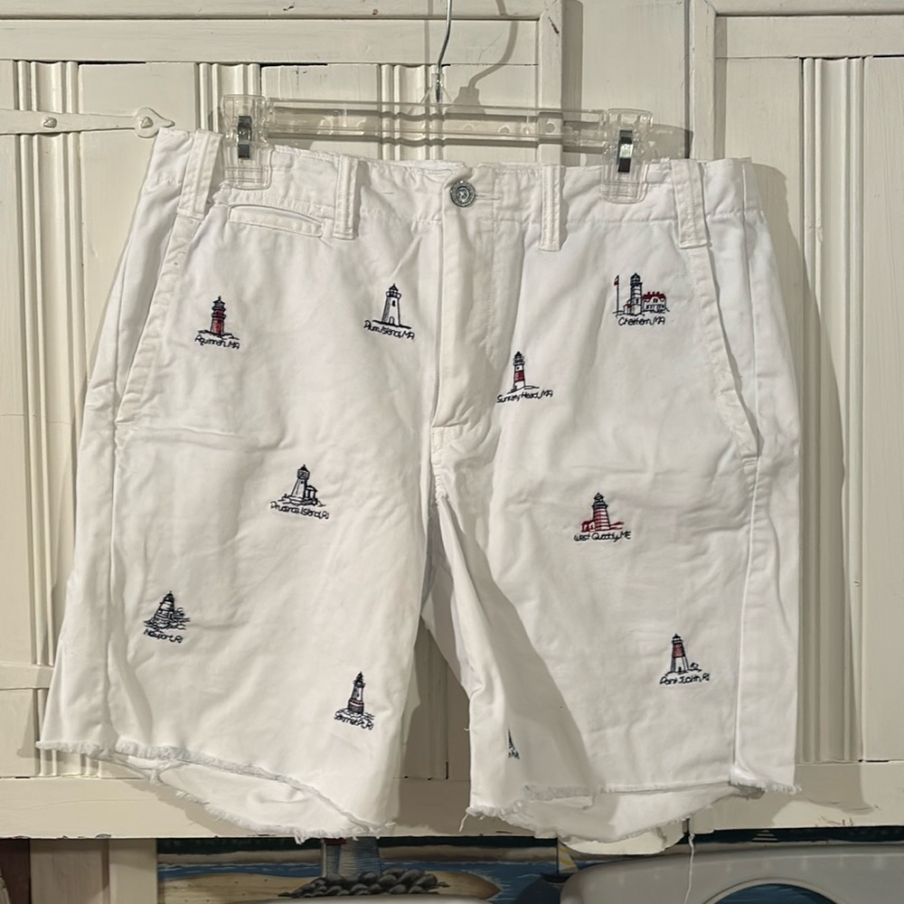 Polo Ralph Lauren 36 Shorts Chino Embroidered Lighthouse Straight Fit White